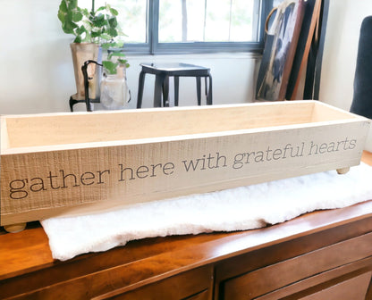 Gather Wooden Tray Long Box Centerpiece 20x12 Rustic Handmade Planter Decorative Storage