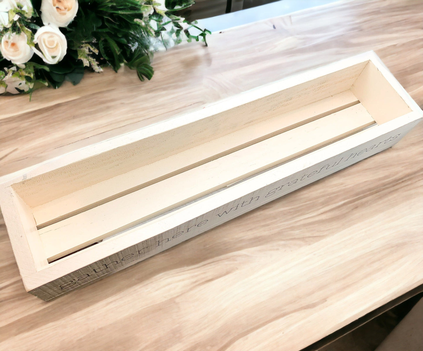 Gather Wooden Tray Long Box Centerpiece 20x12 Rustic Handmade Planter Decorative Storage
