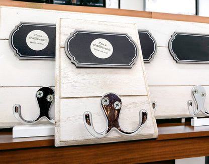 Wood Hookboard With Chalkboard Label And Single Hook For Coats Hats Keys 4.75 x 6.75 x 0.75