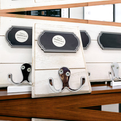 Chalkboard Wood Coat Hanger - Triple Hook Board With 3 Chalk Labels 15x6.75