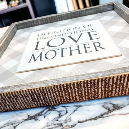 Unconditional Love Wood Sign 12x12 Framed Rustic Mother's Day Gift For Mom Definition Wall Decor