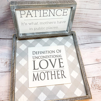 Unconditional Love Wood Sign 12x12 Framed Rustic Mother's Day Gift For Mom Definition Wall Decor