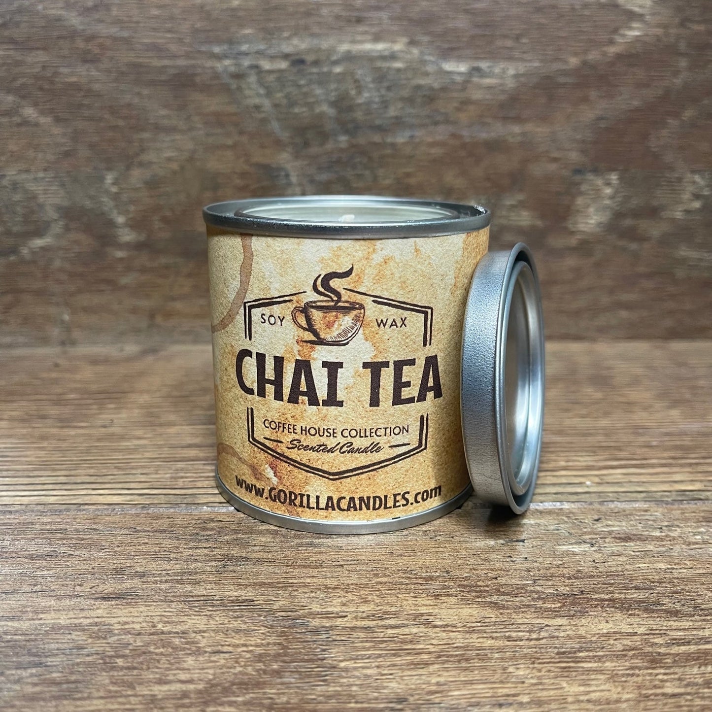 Chai Tea Scented Soy Candle 8 Ounce In Half Pint Paint Can With Lid Aromatic Spiced Tea Gift
