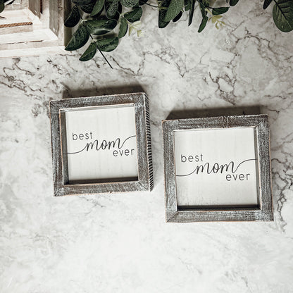 Best Mom Ever 5 Inch Wooden Wall Sign With Sentimental Quote Rustic Home Decor Gift