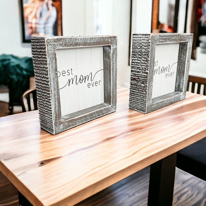 Best Mom Ever 5 Inch Wooden Wall Sign With Sentimental Quote Rustic Home Decor Gift