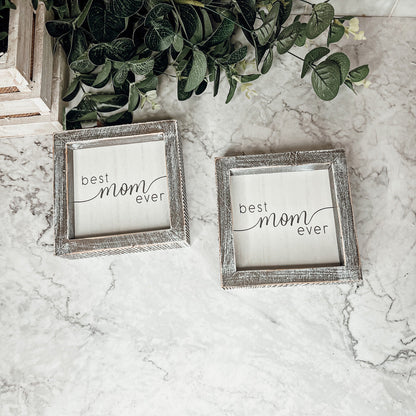 Best Mom Ever 5 Inch Wooden Wall Sign With Sentimental Quote Rustic Home Decor Gift