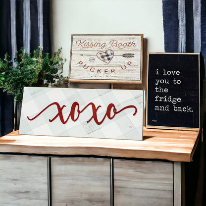 Kissing Booth Handmade Thick Wood Sign 6x4x1 Inch Valentine Tiered Tray Mantel Shelf Decor