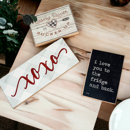 Handmade Thick Wood XOXO Sign Tabletop Shelf Mantel Valentines Decor Red Accent Rustic Home