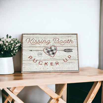 Kissing Booth Handmade Thick Wood Sign 6x4x1 Inch Valentine Tiered Tray Mantel Shelf Decor