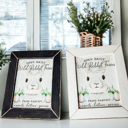 Wild Rabbit Farms Easter Sign 8x10 Framed Rustic Farmhouse Spring Decor Open Daily Fresh Harvest