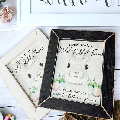 Wild Rabbit Farms Easter Sign 8x10 Framed Rustic Farmhouse Spring Decor Open Daily Fresh Harvest