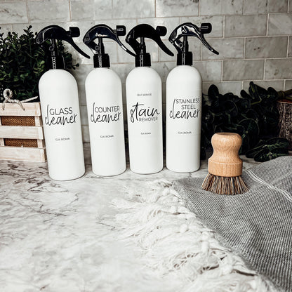 16oz Plastic Spray Bottles With White Or Black Waterproof Labels