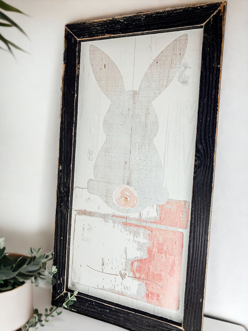 Bunny Tail Rustic Farmhouse Wooden Sign 24x12 Inch Spring Easter Decor Farmhouse Wall Hanging