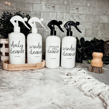 16oz Plastic Spray Bottles With White Or Black Waterproof Labels