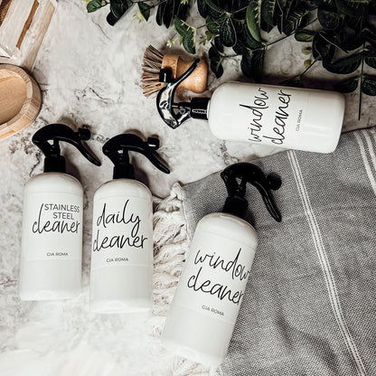 16oz Plastic Spray Bottles With White Or Black Waterproof Labels
