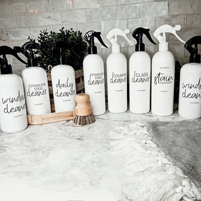 16oz Plastic Spray Bottles With White Or Black Waterproof Labels