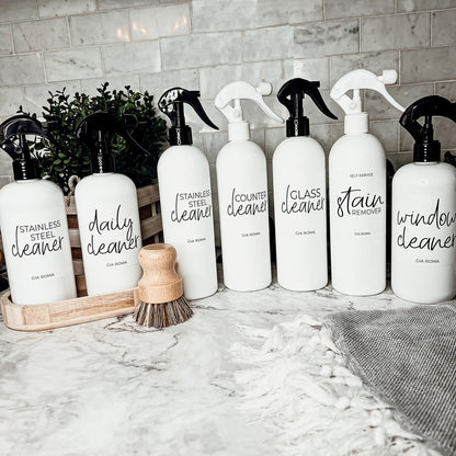 16oz Plastic Spray Bottles With White Or Black Waterproof Labels