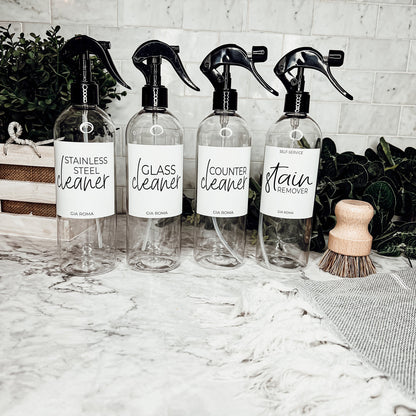 16oz Plastic Spray Bottles With White Or Black Waterproof Labels