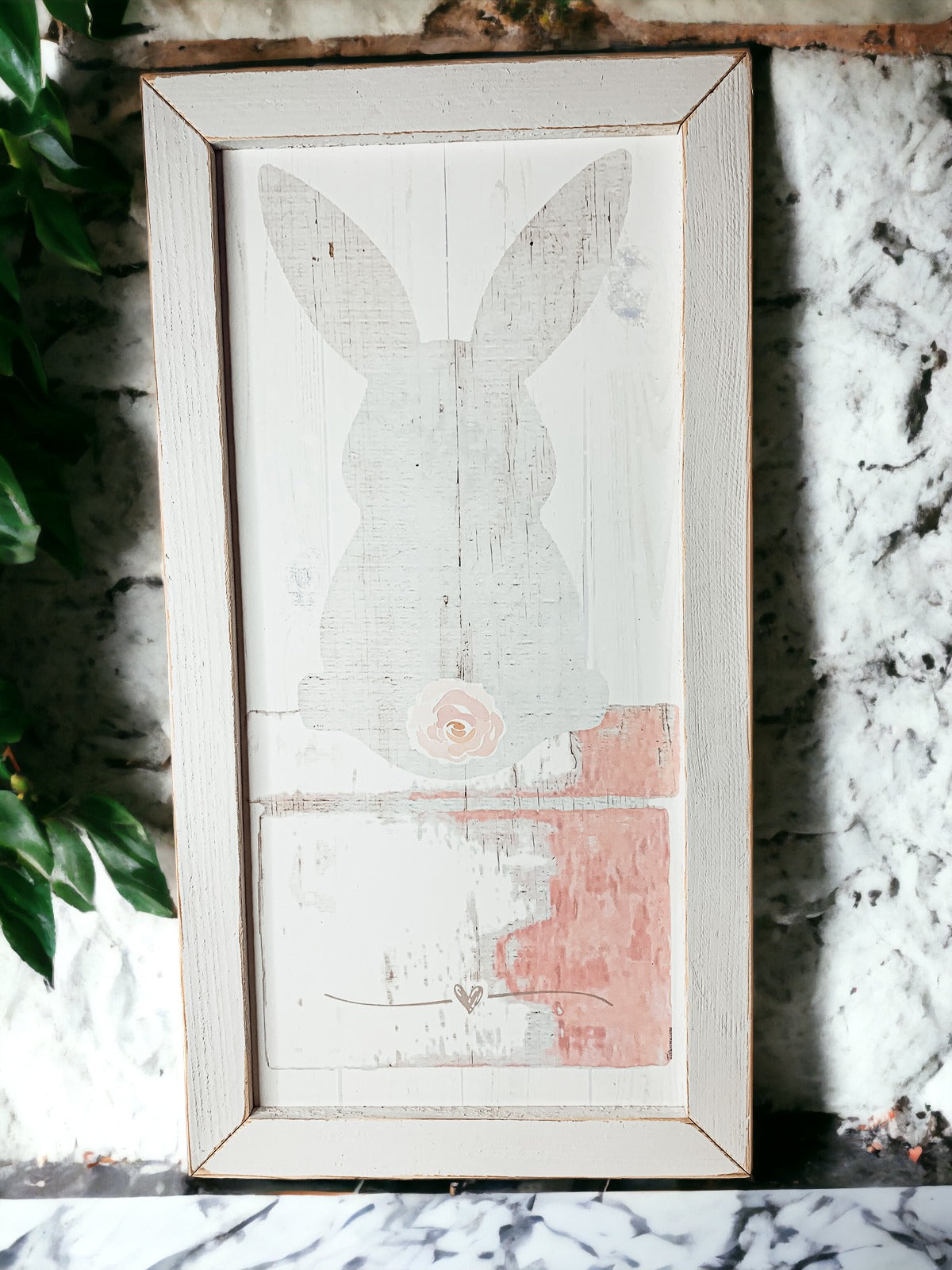 Bunny Tail Rustic Farmhouse Wooden Sign 24x12 Inch Spring Easter Decor Farmhouse Wall Hanging