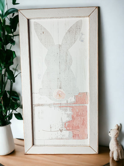 Bunny Tail Rustic Farmhouse Wooden Sign 24x12 Inch Spring Easter Decor Farmhouse Wall Hanging