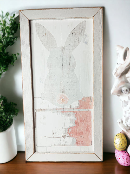 Bunny Tail Rustic Farmhouse Wooden Sign 24x12 Inch Spring Easter Decor Farmhouse Wall Hanging