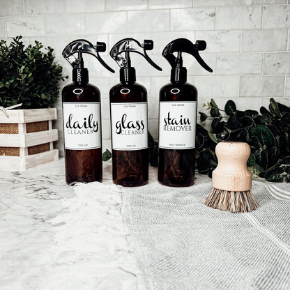 16oz Plastic Spray Bottles With White Or Black Waterproof Labels