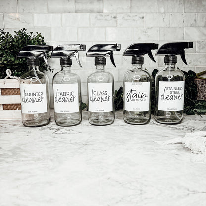 16oz Boston Round Glass Refillable Cleaning Bottles For Soap Lotion Dispensers