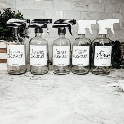 16oz Boston Round Glass Refillable Cleaning Bottles For Soap Lotion Dispensers