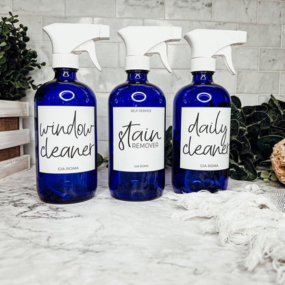 16oz Boston Round Glass Refillable Cleaning Bottles For Soap Lotion Dispensers