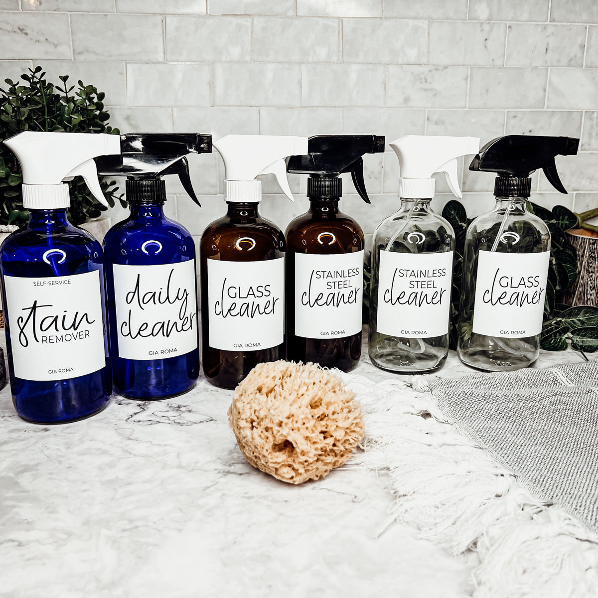 16oz Boston Round Glass Refillable Cleaning Bottles For Soap Lotion Dispensers
