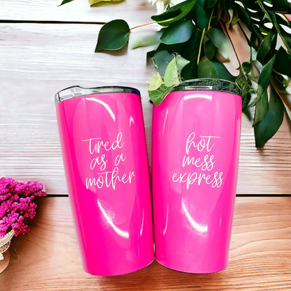 Hot Mess Pink 18oz Stainless Steel Travel Mug Vacuum Insulated Coffee Cup