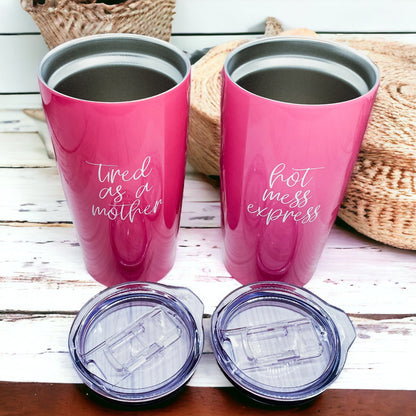 Hot Mess Pink 18oz Stainless Steel Travel Mug Vacuum Insulated Coffee Cup