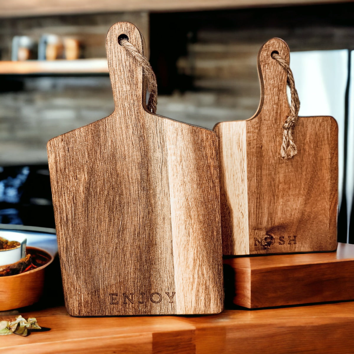 Acacia Charcuterie Boards Set Of 4 8x4.5in Small Serving Boards With Jute Hangs