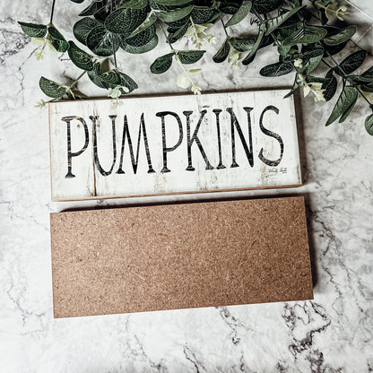 Pumpkins Wood Sign Rustic Fall Halloween Tabletop Shelf Mantel Decor 10x4x1