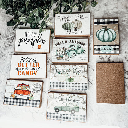Fall Welcome Wooden Sign 6x4x1 Handmade Tiered Tray Shelf Mantel Decor