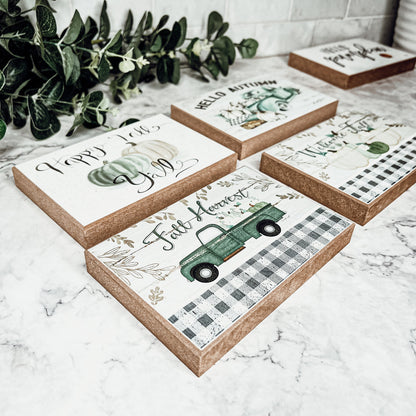 Fall Harvest Wooden Tiered Tray Sign 6x4x1 Rustic Halloween Home Decor