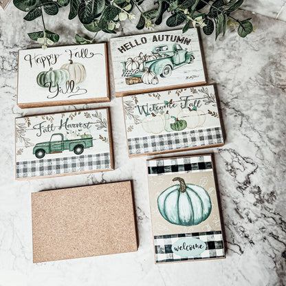 Fall Welcome Wooden Sign 6x4x1 Handmade Tiered Tray Shelf Mantel Decor