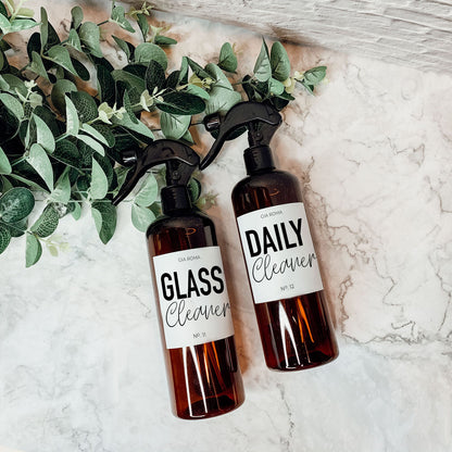 16oz Plastic Spray Bottles With White Or Black Waterproof Labels