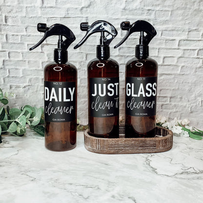 16oz Plastic Spray Bottles With White Or Black Waterproof Labels