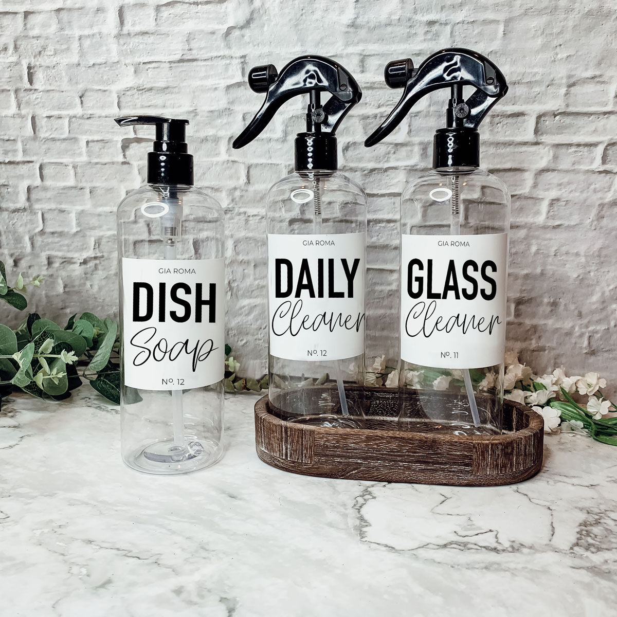 16oz Plastic Spray Bottles With White Or Black Waterproof Labels