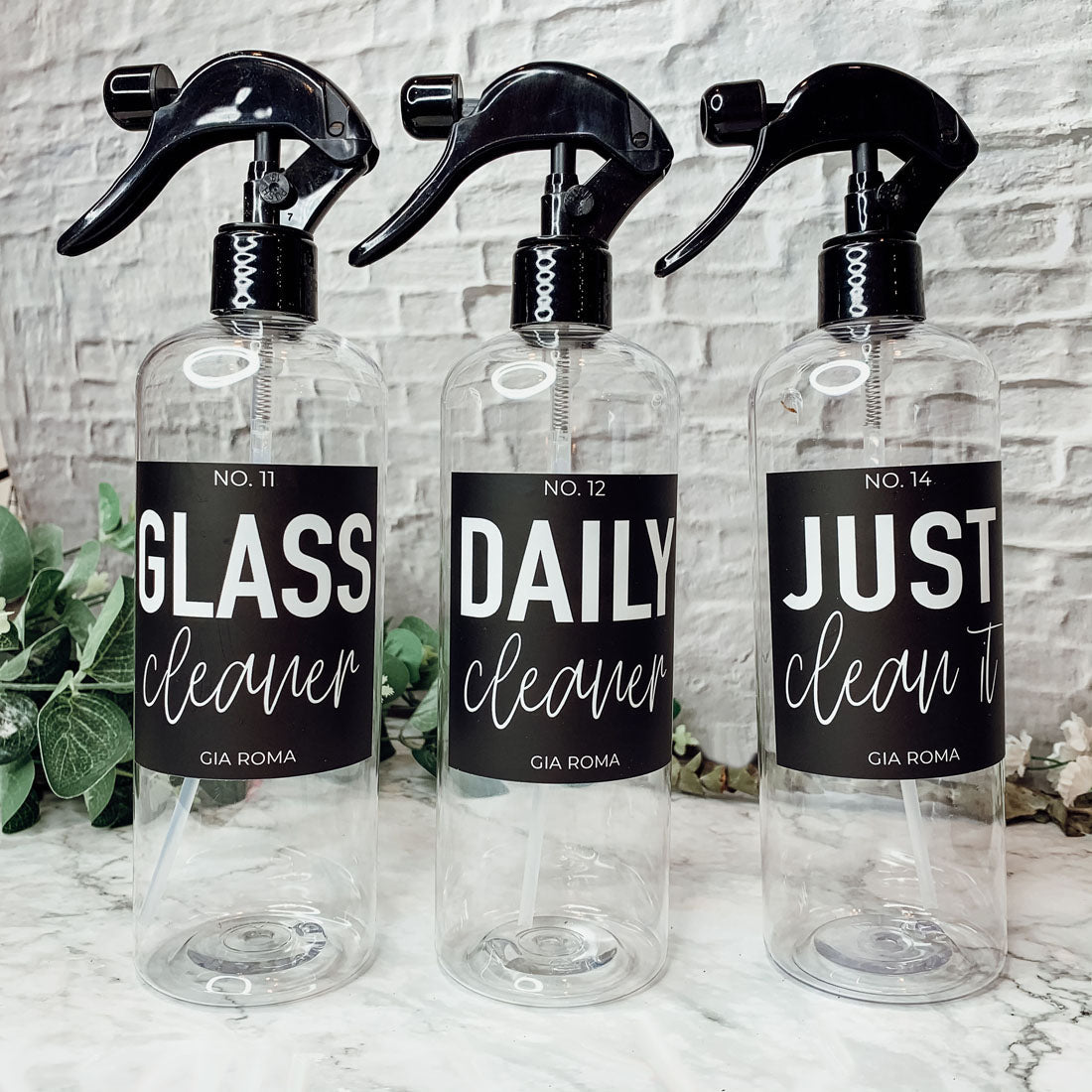 16oz Plastic Spray Bottles With White Or Black Waterproof Labels