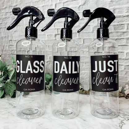 16oz Plastic Spray Bottles With White Or Black Waterproof Labels