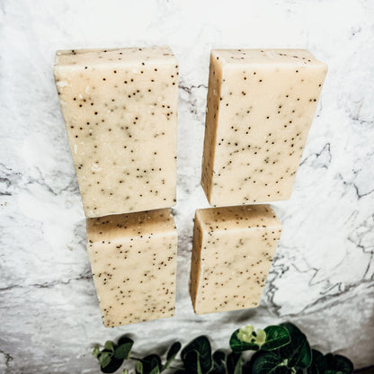 Poppy Seed Exfoliant Soap Olive Sunflower Oil Citrus Tropical Scent Handmade