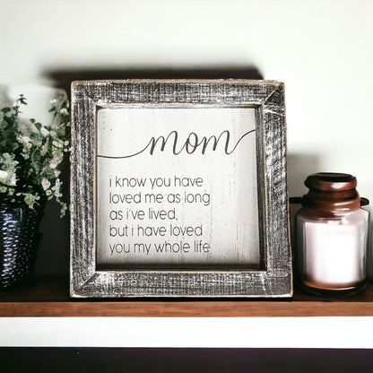 Sentimental 5 Inch Wooden Wall Sign For Mom My Whole Life Quote Decor Gift For Mother