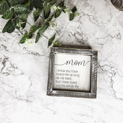 Sentimental 5 Inch Wooden Wall Sign For Mom My Whole Life Quote Decor Gift For Mother
