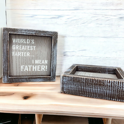 Funny Wooden Father's Day Sign Greatest Farter I Mean Father Rustic Handmade Dad Gift Decor