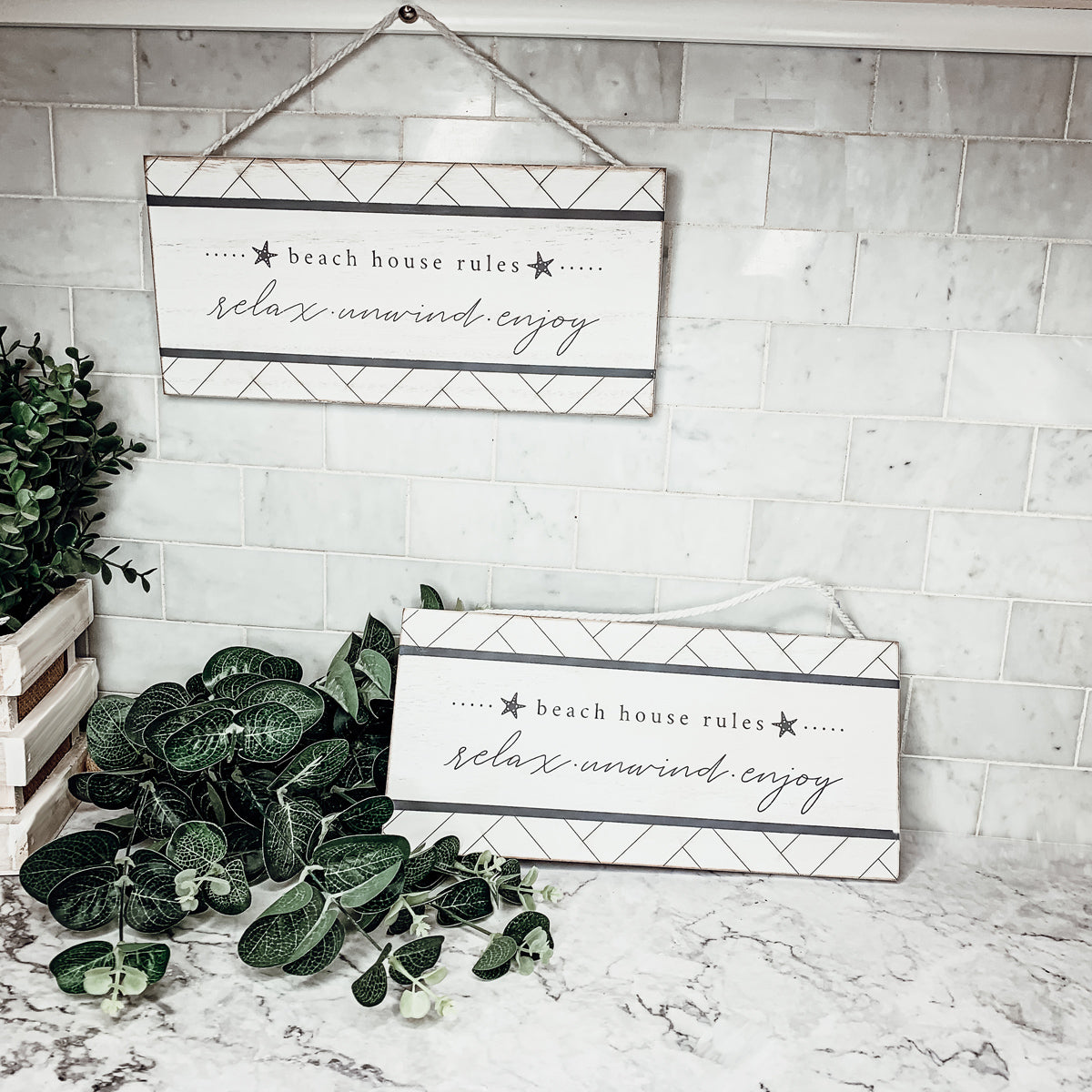 Beach House Hanging Signs - Coastal Door Wall Shelf Decor, 3 Styles, Summer