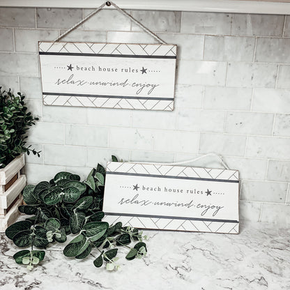 Beach House Hanging Signs - Coastal Door Wall Shelf Decor, 3 Styles, Summer