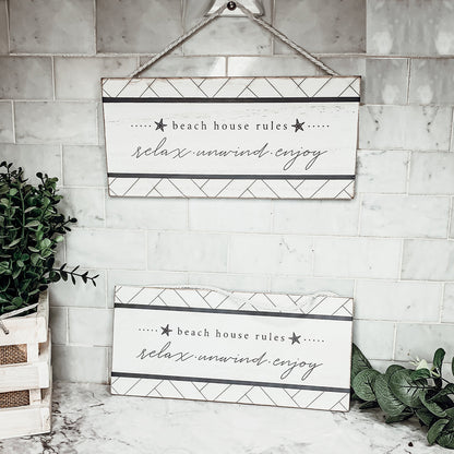 Beach House Hanging Signs - Coastal Door Wall Shelf Decor, 3 Styles, Summer