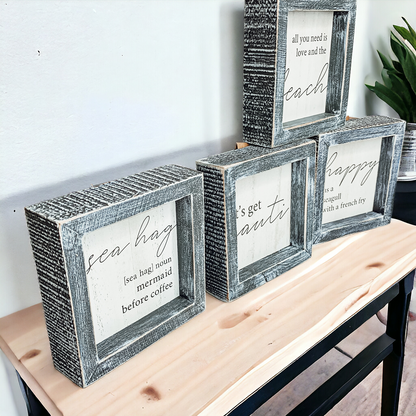 Beach Home Summer 5 Inch Wooden Sign Funny Coffee Quote Coastal Wall Decor Small Plaque